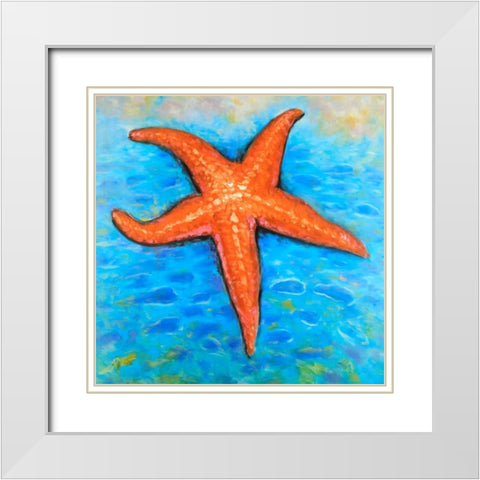Starfish in the Sea White Modern Wood Framed Art Print with Double Matting by Atelier B Art Studio