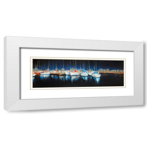 Evening at the Marina White Modern Wood Framed Art Print with Double Matting by Atelier B Art Studio