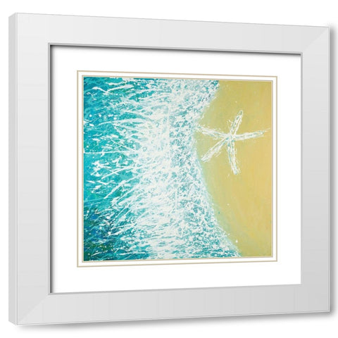 Right Side Seastar and a Wave White Modern Wood Framed Art Print with Double Matting by Atelier B Art Studio