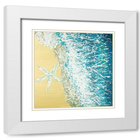 Left Side Seastar and a Wave White Modern Wood Framed Art Print with Double Matting by Atelier B Art Studio