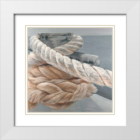 Tie-down ropes closeup White Modern Wood Framed Art Print with Double Matting by Atelier B Art Studio