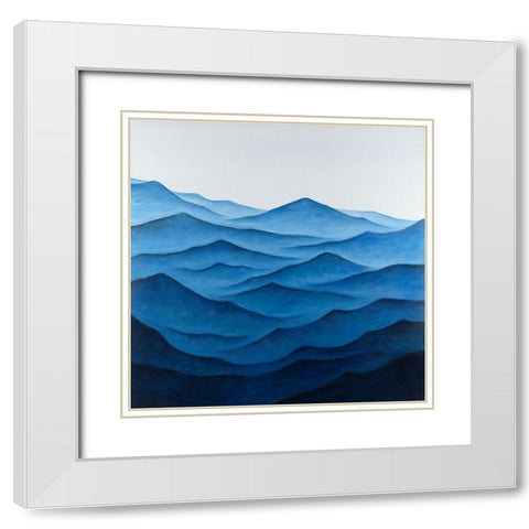 Dark Calm Ocean Waves White Modern Wood Framed Art Print with Double Matting by Atelier B Art Studio