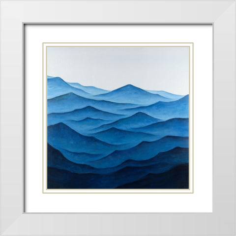 Dark Calm Ocean Waves White Modern Wood Framed Art Print with Double Matting by Atelier B Art Studio