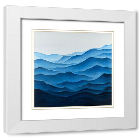 Deep and Calm Ocean Waves White Modern Wood Framed Art Print with Double Matting by Atelier B Art Studio