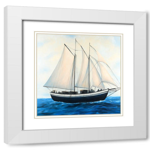 Sailingboat by a Sunny Day White Modern Wood Framed Art Print with Double Matting by Atelier B Art Studio