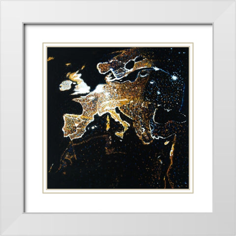 EUROPEAN CONTINENT White Modern Wood Framed Art Print with Double Matting by Atelier B Art Studio