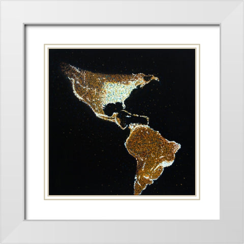 AMERICAN CONTINENT AT NIGHT White Modern Wood Framed Art Print with Double Matting by Atelier B Art Studio