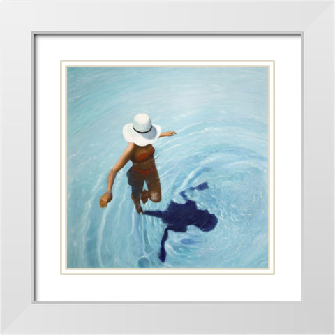 ON VACATION White Modern Wood Framed Art Print with Double Matting by Atelier B Art Studio