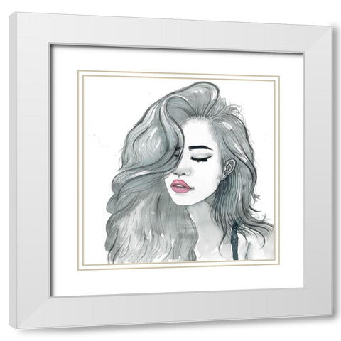 BEAUTIFUL FEMALE HAIR White Modern Wood Framed Art Print with Double Matting by Atelier B Art Studio