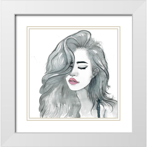 BEAUTIFUL FEMALE HAIR White Modern Wood Framed Art Print with Double Matting by Atelier B Art Studio