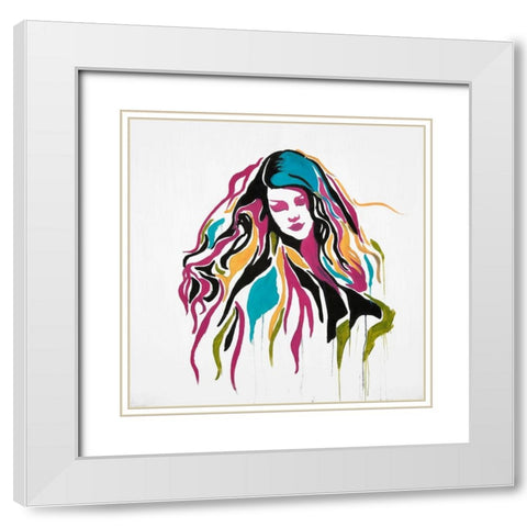 WOMAN GRAFFITI ART White Modern Wood Framed Art Print with Double Matting by Atelier B Art Studio