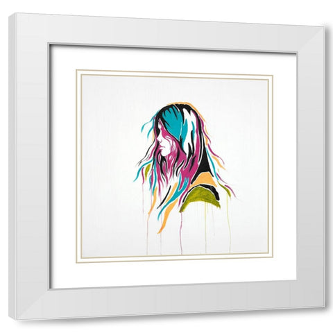 GRAFFITI STREET ART WOMAN White Modern Wood Framed Art Print with Double Matting by Atelier B Art Studio
