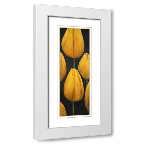 Six Daffodils Flowers White Modern Wood Framed Art Print with Double Matting by Atelier B Art Studio