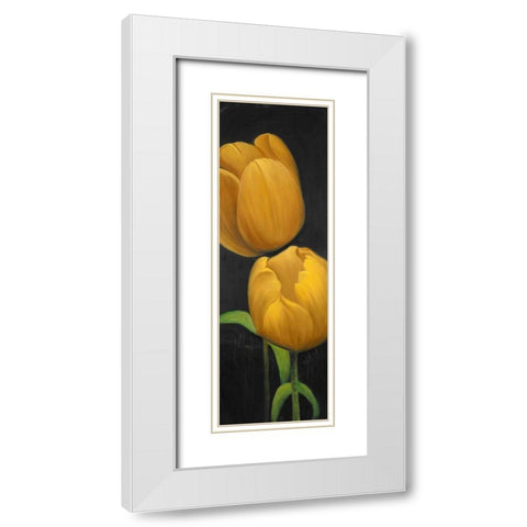 Two Daffodils Flowers White Modern Wood Framed Art Print with Double Matting by Atelier B Art Studio