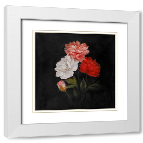 Small Bouquet of Roses White Modern Wood Framed Art Print with Double Matting by Atelier B Art Studio