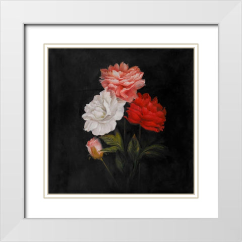 Small Bouquet of Roses White Modern Wood Framed Art Print with Double Matting by Atelier B Art Studio