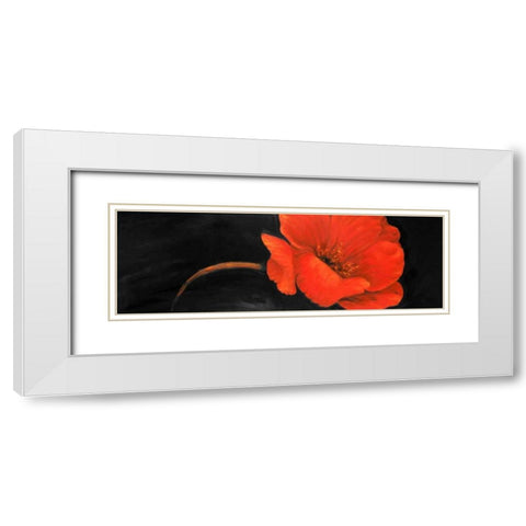 Red Flower White Modern Wood Framed Art Print with Double Matting by Atelier B Art Studio