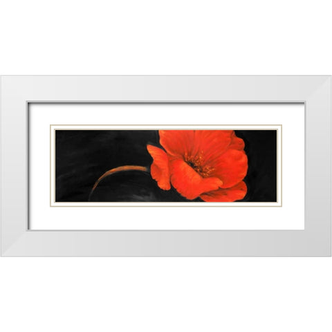 Red Flower White Modern Wood Framed Art Print with Double Matting by Atelier B Art Studio