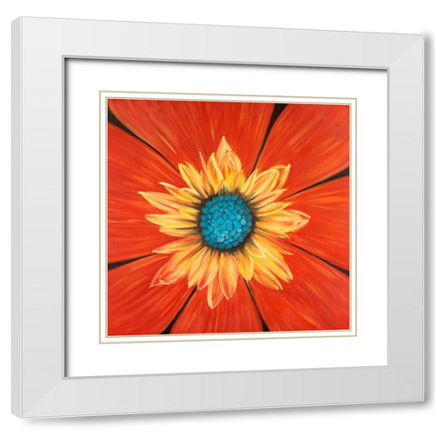 Flower Middle White Modern Wood Framed Art Print with Double Matting by Atelier B Art Studio