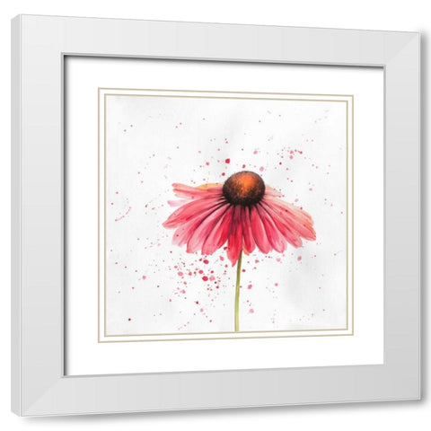 Red Daisy White Modern Wood Framed Art Print with Double Matting by Atelier B Art Studio