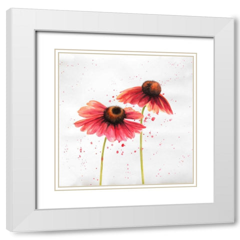 Red Daisies White Modern Wood Framed Art Print with Double Matting by Atelier B Art Studio
