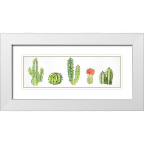 Watercolor Small Cactus Set White Modern Wood Framed Art Print with Double Matting by Atelier B Art Studio