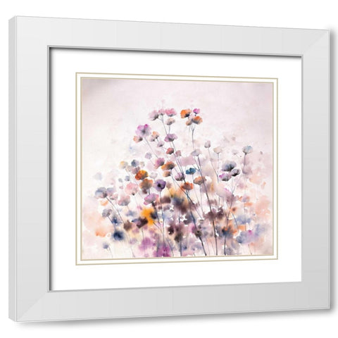 Wild Flowers White Modern Wood Framed Art Print with Double Matting by Atelier B Art Studio