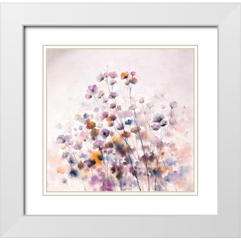 Wild Flowers White Modern Wood Framed Art Print with Double Matting by Atelier B Art Studio