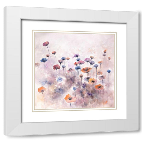 Small Wild Flowers White Modern Wood Framed Art Print with Double Matting by Atelier B Art Studio