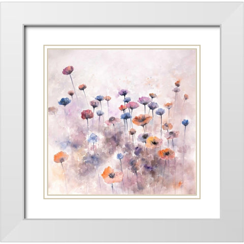 Small Wild Flowers White Modern Wood Framed Art Print with Double Matting by Atelier B Art Studio