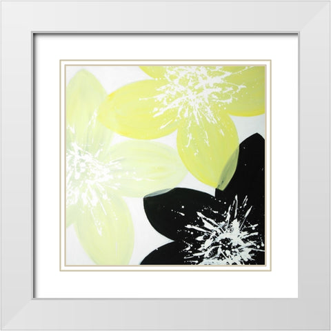 YELLOW FLOWERS WITH WHITE CENTER White Modern Wood Framed Art Print with Double Matting by Atelier B Art Studio