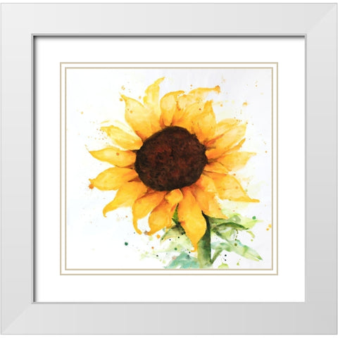 SUNFLOWER White Modern Wood Framed Art Print with Double Matting by Atelier B Art Studio