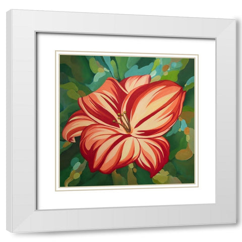 BLOOMING DAYLILIES White Modern Wood Framed Art Print with Double Matting by Atelier B Art Studio