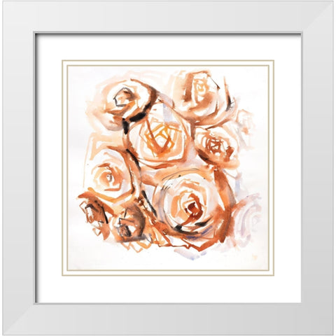 ABSTRACT ROSES WITH SEPIA STYLE White Modern Wood Framed Art Print with Double Matting by Atelier B Art Studio
