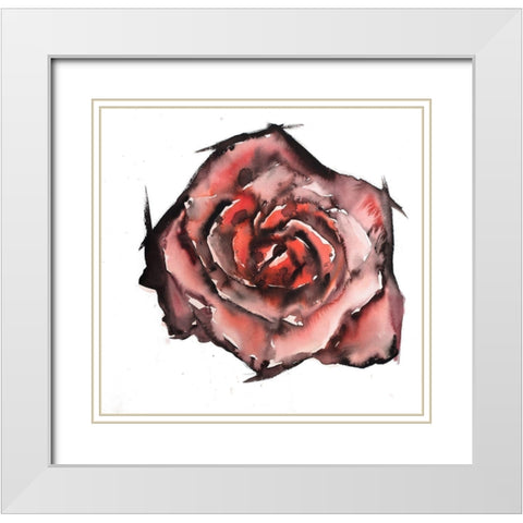 WATERCOLOR ROSE White Modern Wood Framed Art Print with Double Matting by Atelier B Art Studio