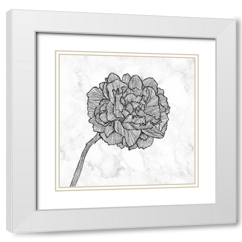 BRIGHT PEONY White Modern Wood Framed Art Print with Double Matting by Atelier B Art Studio