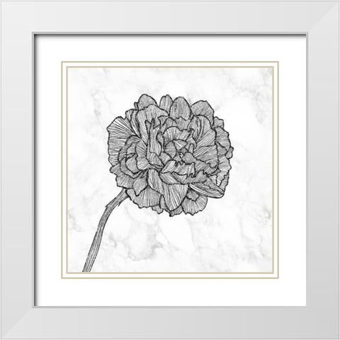 BRIGHT PEONY White Modern Wood Framed Art Print with Double Matting by Atelier B Art Studio