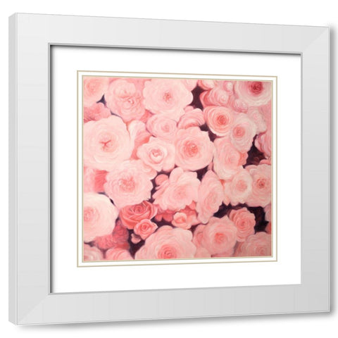 PINK FLOWER FIELD White Modern Wood Framed Art Print with Double Matting by Atelier B Art Studio