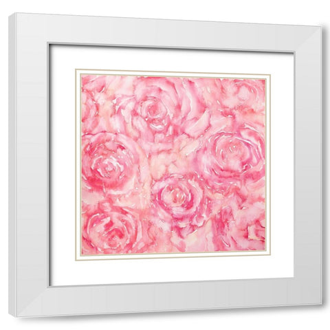 ROSES IN WATERCOLOR White Modern Wood Framed Art Print with Double Matting by Atelier B Art Studio