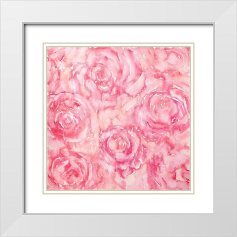 ROSES IN WATERCOLOR White Modern Wood Framed Art Print with Double Matting by Atelier B Art Studio
