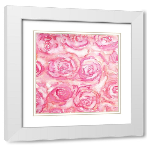 BOUQUET OF ROSES IN WATERCOLOR White Modern Wood Framed Art Print with Double Matting by Atelier B Art Studio