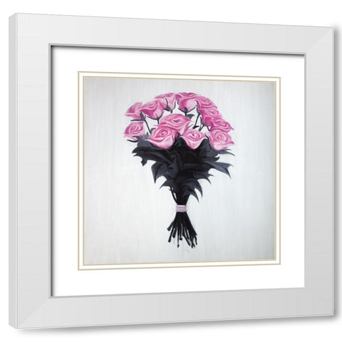 BOUQUET OF ROSES White Modern Wood Framed Art Print with Double Matting by Atelier B Art Studio