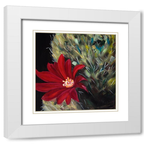 ECHINOPSIS RED CACTUS FLOWER White Modern Wood Framed Art Print with Double Matting by Atelier B Art Studio