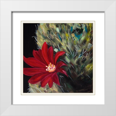 ECHINOPSIS RED CACTUS FLOWER White Modern Wood Framed Art Print with Double Matting by Atelier B Art Studio