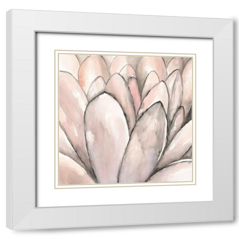 BLUSH PINK FLOWER White Modern Wood Framed Art Print with Double Matting by Atelier B Art Studio