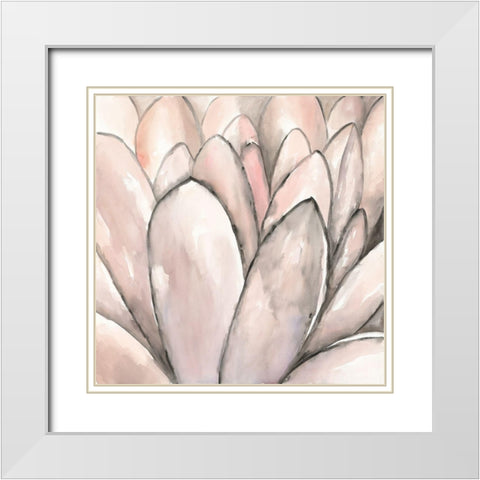 BLUSH PINK FLOWER White Modern Wood Framed Art Print with Double Matting by Atelier B Art Studio