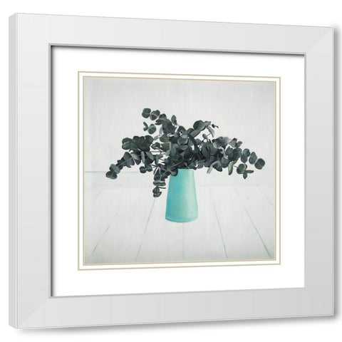 BOUQUET OF EUCALYPTUS White Modern Wood Framed Art Print with Double Matting by Atelier B Art Studio