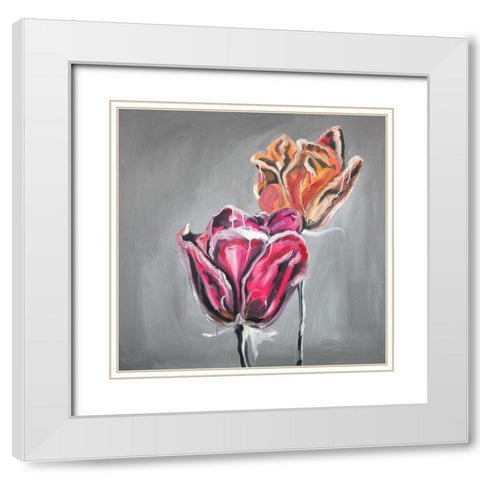 ABSTRACT TULIPS White Modern Wood Framed Art Print with Double Matting by Atelier B Art Studio