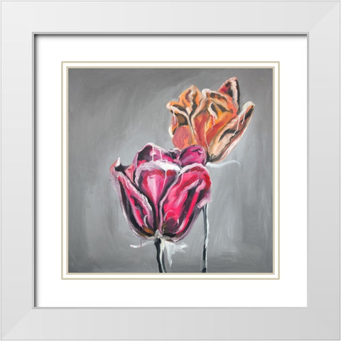 ABSTRACT TULIPS White Modern Wood Framed Art Print with Double Matting by Atelier B Art Studio