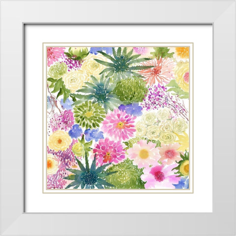 BUNDLE OF EXOTIC FLOWERS White Modern Wood Framed Art Print with Double Matting by Atelier B Art Studio